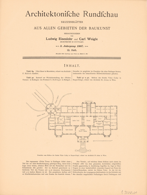 Schloss des Grafen Vidor Csaky, Szepes-Görgö. (Aus: Architekt. Rundschau, hrsg.v. Eisenlohr & Weigle, 1887)