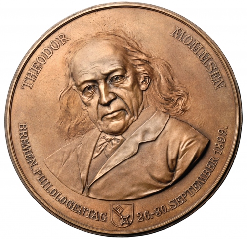 Medaille auf Theodor Mommsen anlässlich des Philologentages 26.-30. September 1899 in Bremen | Creative-Commons-Lizenz CC BY-NC-ND 3.0 DE