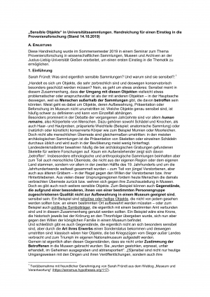 Handreichung für einen Einstieg in die Provenienzforschung (2019)