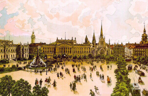 Augustusplatz von Osten (Ausschnitt), Druckgrafik, um 1900