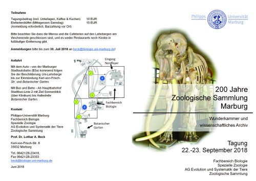 Tagung „200 Jahre Zoologische Sammlung Marburg. Wunderkammer und wissenschaftliches Archiv“