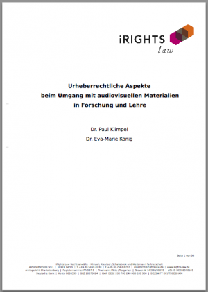 Urheberrechtliche Aspekte beim Umgang mit audiovisuellen Materialien in Forschung und Lehre (2015)