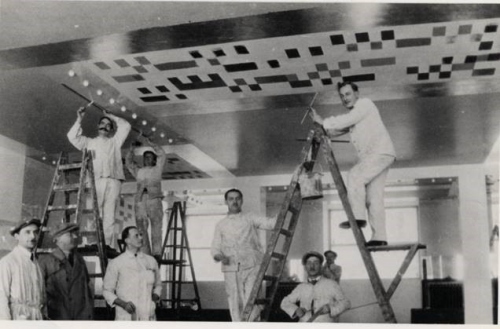 Salon de thé de l'Aubette de Sophie Taeuber-Arp pendant les travaux