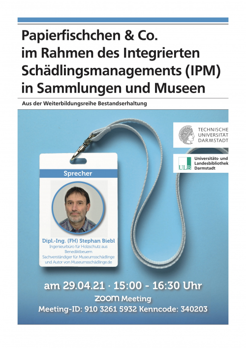 Weiterbildungsreihe Bestandserhaltung 2021: Papierfischchen & Co.