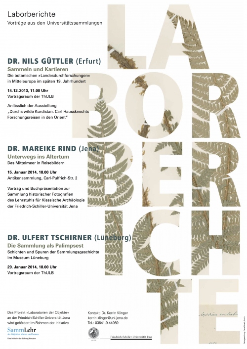 Neue Vortragsreihe „Laborberichte - Vorträge aus den Universitätssammlungen