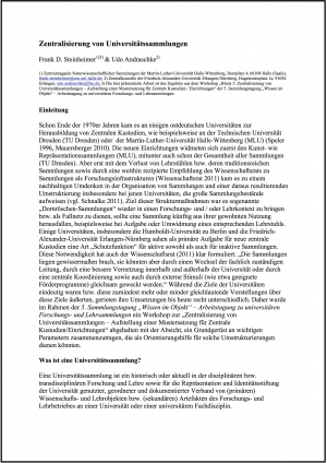 Zentralisierung von Universitätssammlungen (2014)