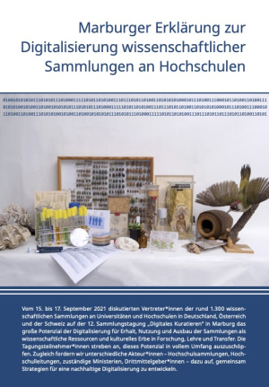 Jetzt unterzeichnen: Marburger Erklärung zur Digitalisierung wissenschaftlicher Sammlungen an Hochschulen